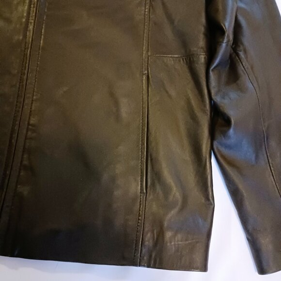 Women's Size Large Liz Claiborne Leather Dark Brown Jacket - Picture 8 of 10